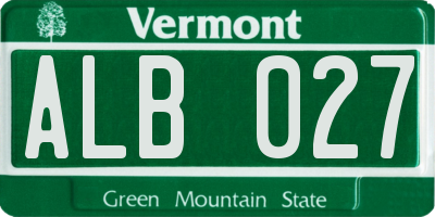VT license plate ALB027