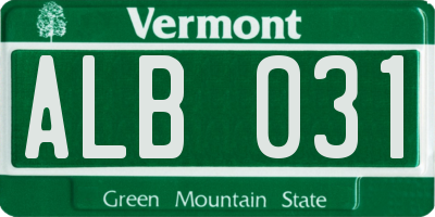 VT license plate ALB031