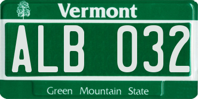 VT license plate ALB032