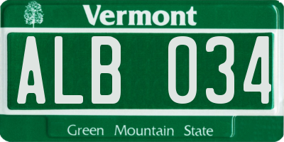 VT license plate ALB034