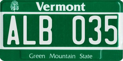 VT license plate ALB035
