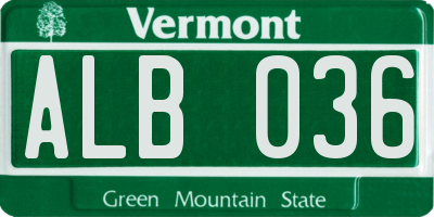 VT license plate ALB036