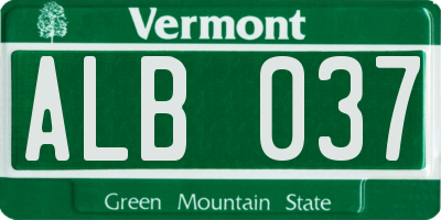 VT license plate ALB037