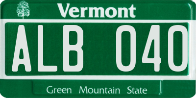 VT license plate ALB040