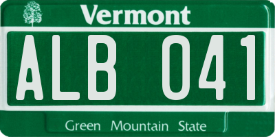 VT license plate ALB041