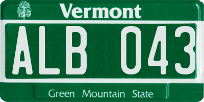 VT license plate ALB043