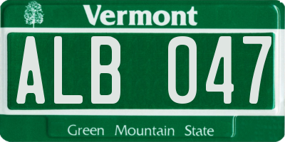 VT license plate ALB047