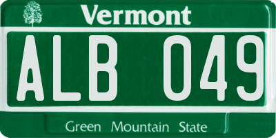 VT license plate ALB049