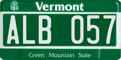 VT license plate ALB057
