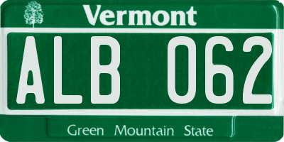 VT license plate ALB062