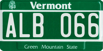 VT license plate ALB066