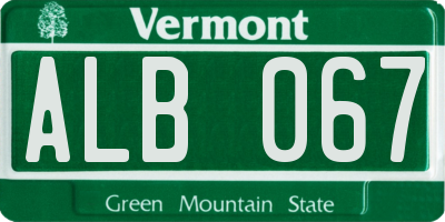 VT license plate ALB067