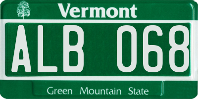VT license plate ALB068