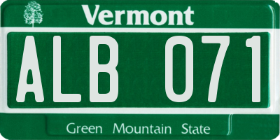 VT license plate ALB071