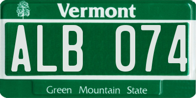 VT license plate ALB074