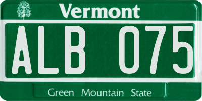 VT license plate ALB075