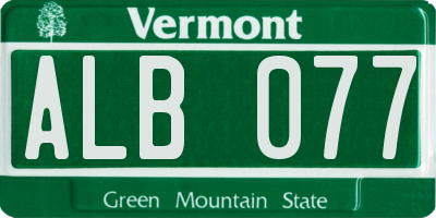 VT license plate ALB077