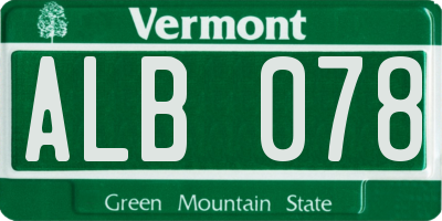 VT license plate ALB078