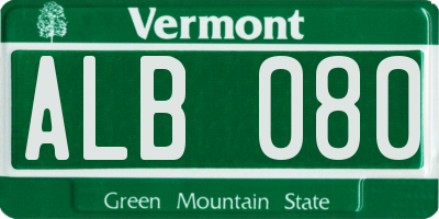 VT license plate ALB080