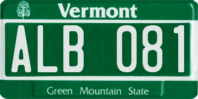 VT license plate ALB081