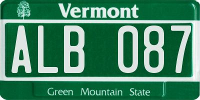 VT license plate ALB087