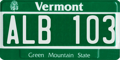 VT license plate ALB103