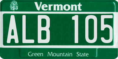 VT license plate ALB105