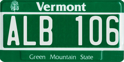 VT license plate ALB106