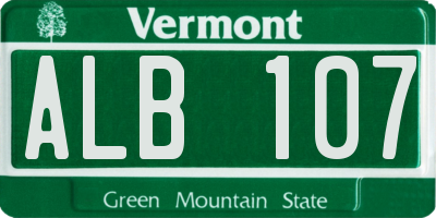VT license plate ALB107