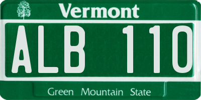 VT license plate ALB110