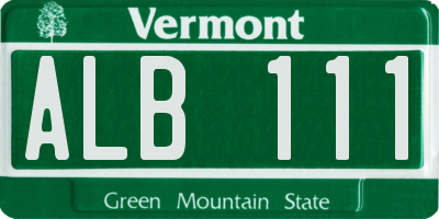 VT license plate ALB111