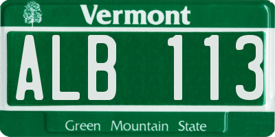 VT license plate ALB113