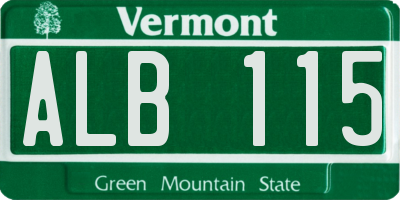 VT license plate ALB115