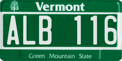 VT license plate ALB116