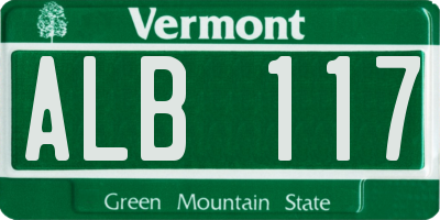 VT license plate ALB117