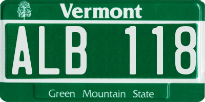 VT license plate ALB118
