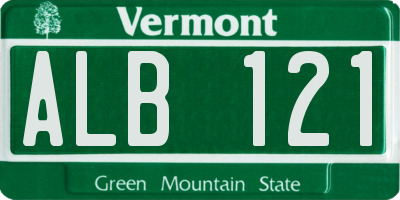 VT license plate ALB121