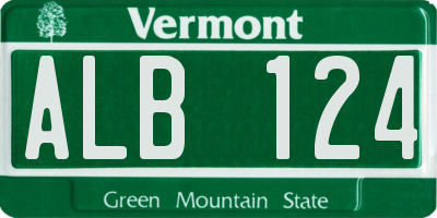 VT license plate ALB124