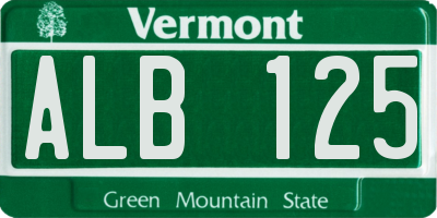 VT license plate ALB125