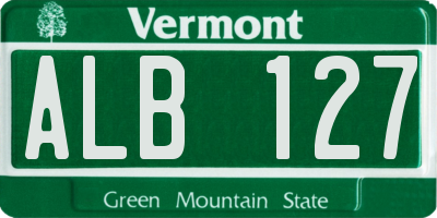 VT license plate ALB127