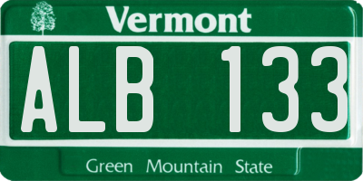 VT license plate ALB133