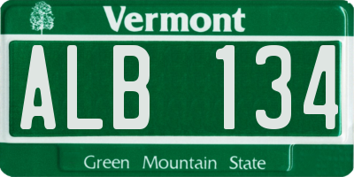 VT license plate ALB134