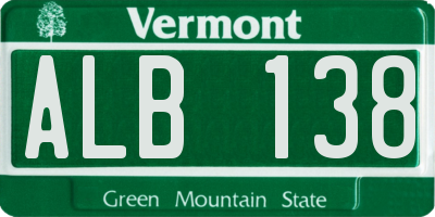 VT license plate ALB138