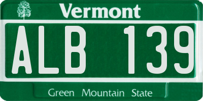 VT license plate ALB139