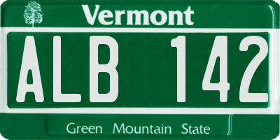 VT license plate ALB142
