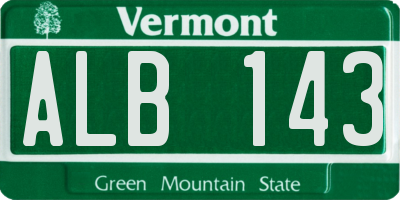 VT license plate ALB143