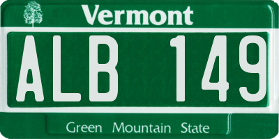 VT license plate ALB149