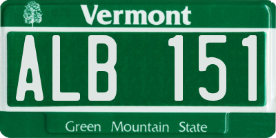 VT license plate ALB151