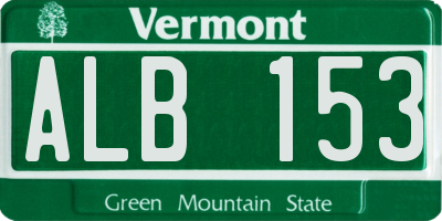 VT license plate ALB153