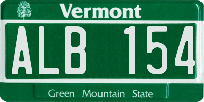 VT license plate ALB154